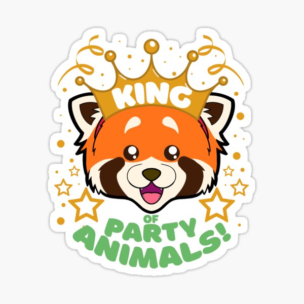 "Copy of Red Panda Queen of Party Animals" Sticker by WondrousTeapot