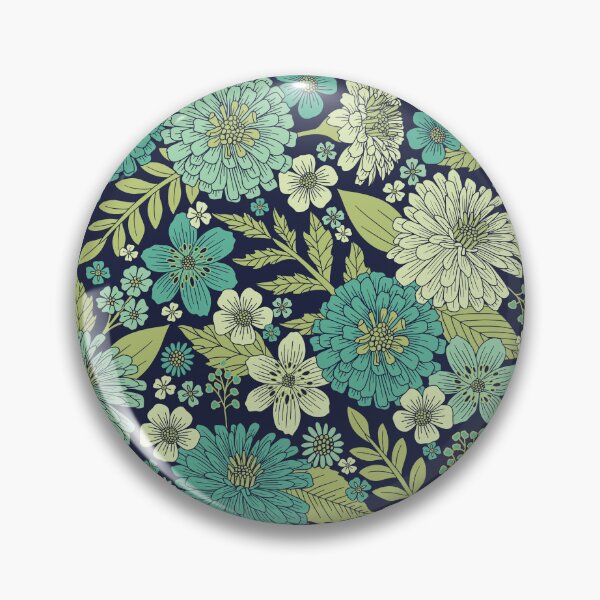 Item preview, Turquoise, Blue & Green Zinnias Floral designed and sold by somecallmebeth.
