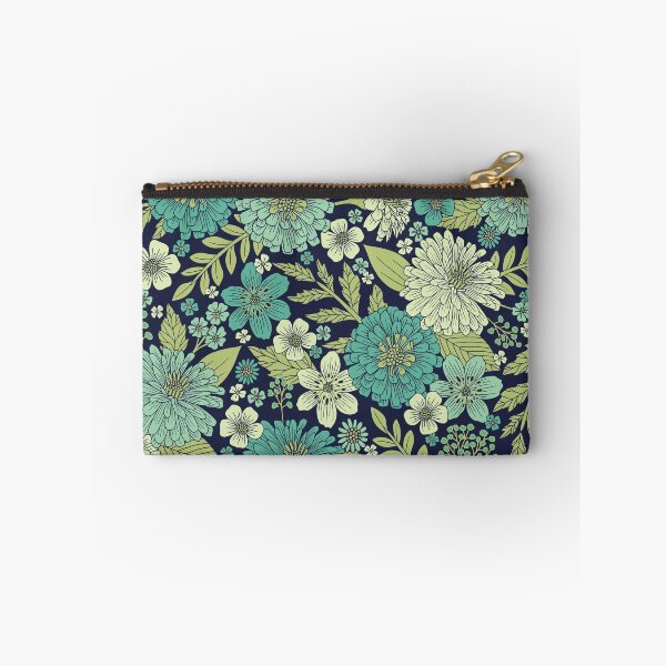 Item preview, Turquoise, Blue & Green Zinnias Floral designed and sold by somecallmebeth.