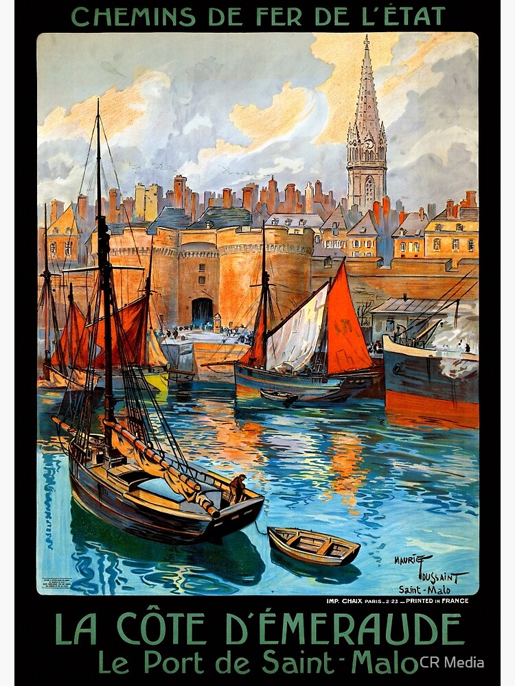 France Saint Malo Restored Vintage Travel Poster by vintagetreasure