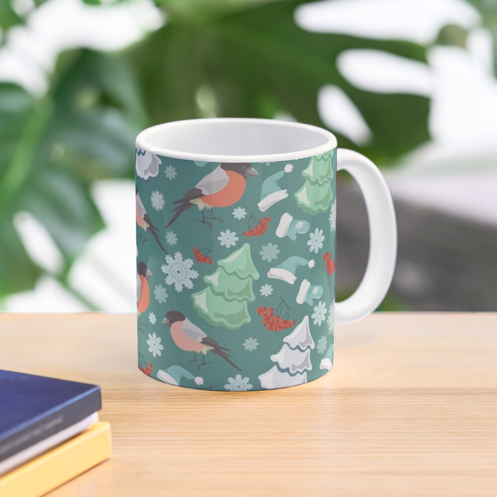 Winter birds blue pattern Mug