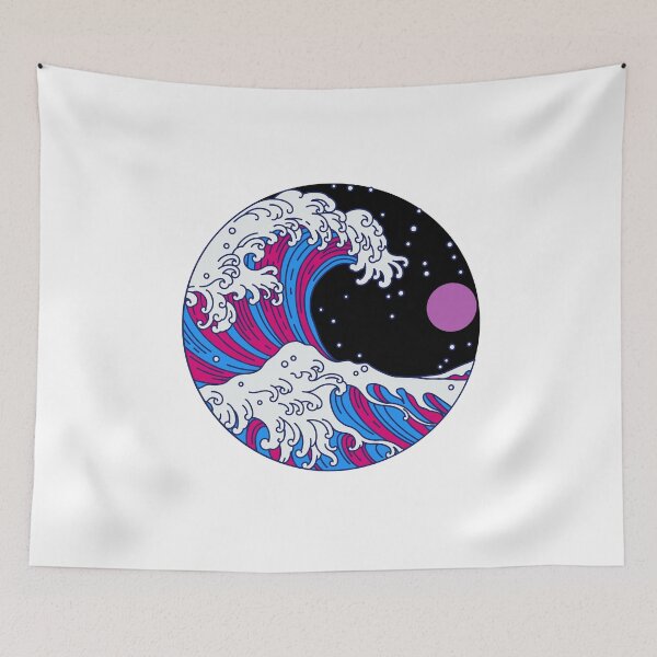 Item preview, Circular Japanese Bi Wave. Bisexual Pride designed and sold by Subtle Pride Shop.