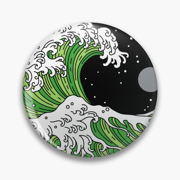 Item preview, Circular Japanese Wave with Night Sky Aro. Aromantic Pride designed and sold by Subtle Pride Shop.