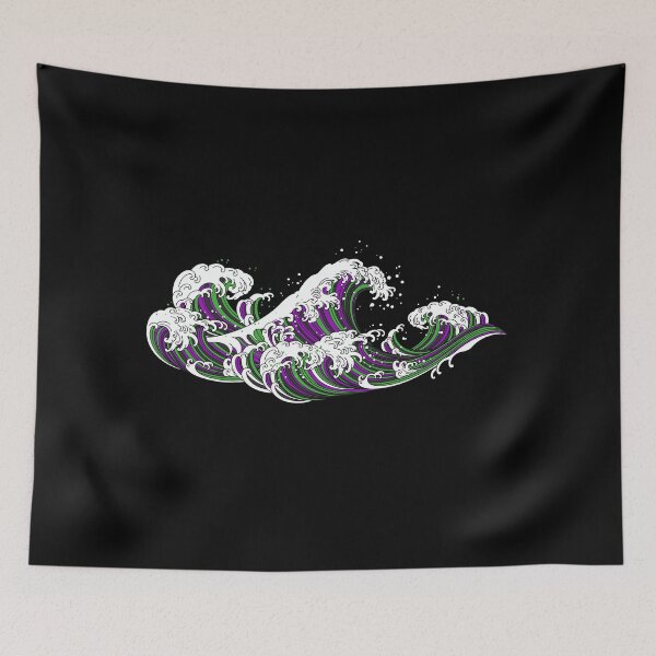 Item preview, Long Japanese Aro Ace Wave. Aroace Pride designed and sold by Subtle Pride Shop.