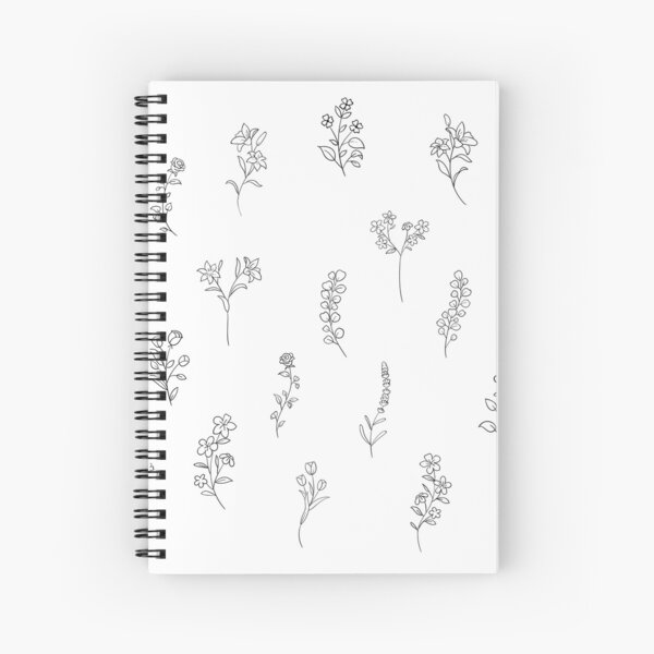 Handdrawn Wildflower Stickers Spiral Notebook for Sale by