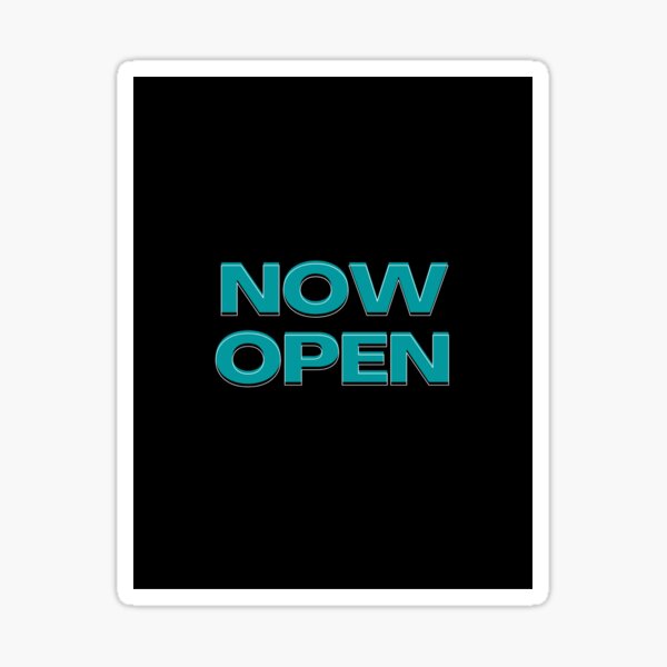 Now open blue design Sticker