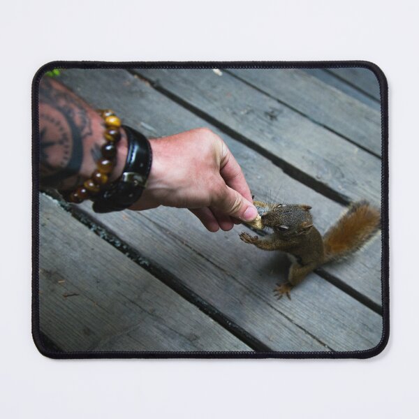 Item preview, Tattooed Man Giving Squirrel a Nut Print designed and sold by patrice707.