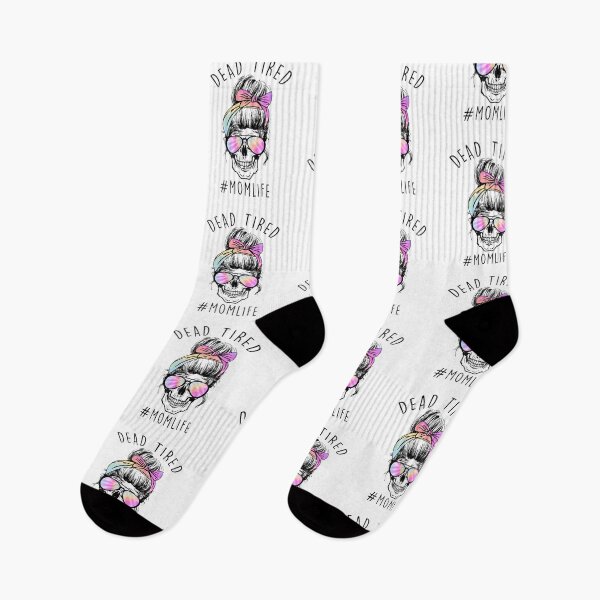 Item preview, Mom Life Mama Life Messy Bun Dead Tired Mama Skull funny designed and sold by Kezichy.