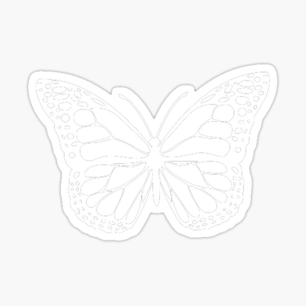 "White Butterfly Outline " Sticker by knightkid3 Redbubble