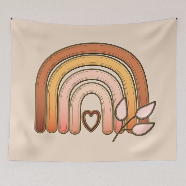 Item preview, Boho Rainbow Heart Leaves Earth tone designed and sold by Ashlison.