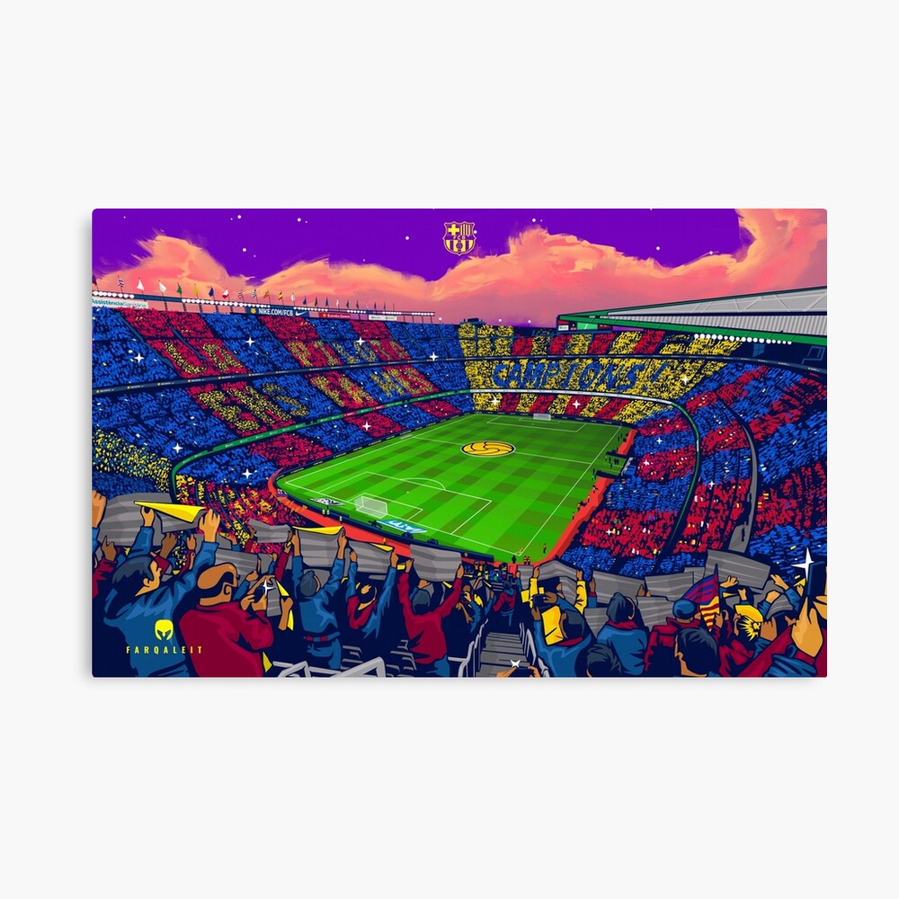 Camp Nou illustration Art Board Print for Sale by farqaleitart