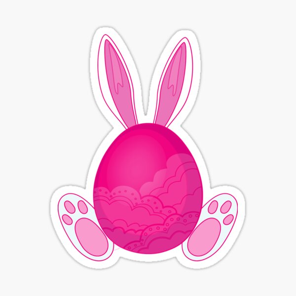 Happy Easter Egg Bunny Ears And Ears And Feet In An Egg Sticker By Netzfksandy Redbubble