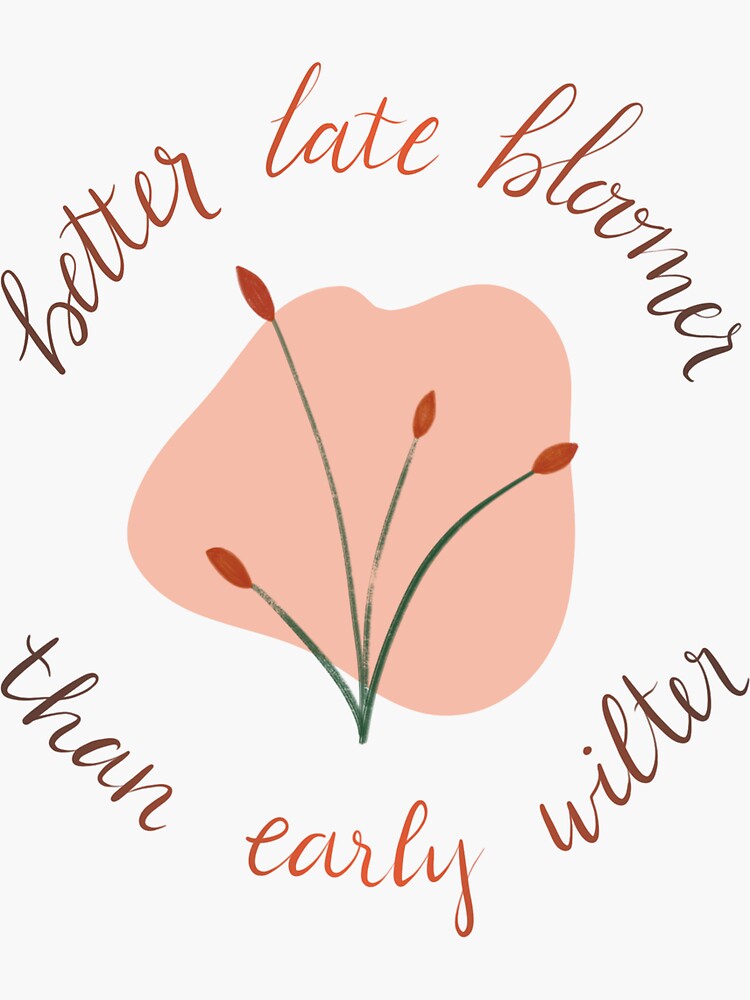 "Better Late Bloomer Than Early Wilter" Sticker for Sale by veebenjoo