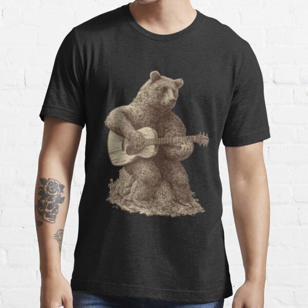 ScatterbrainTees Bear T-Shirt Gift - Bear Playing Guitar Shirt - Men's Bear Shirt - Men's Graphic Tee Bear Guitar Bear Gifts Music Gift