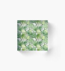 Watercolor Exotic Leaves Pattern Acrylic Block