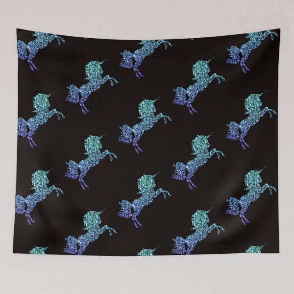 Item preview, Dark Teal and Blue Ombre Faux Glitter Unicorn designed and sold by Felicity-K.