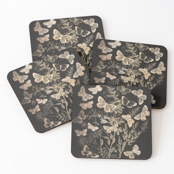 Item preview, Gold Butterflies, Moths, Futtering over leaves, vintage illustration  designed and sold by Jaydee001.