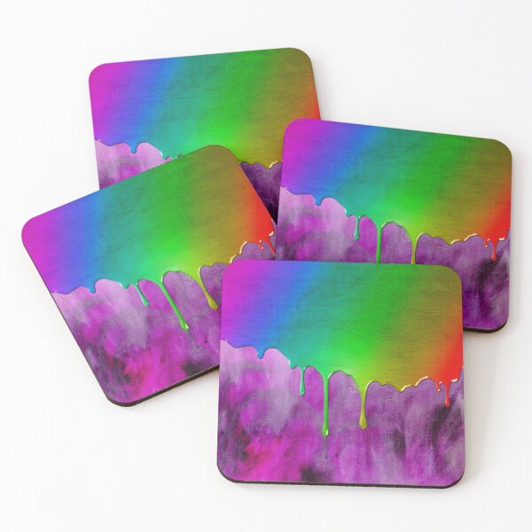 Item preview, Bright Multicolored Rainbow Paint Dripping Over Purple Canvas designed and sold by James-Cole.