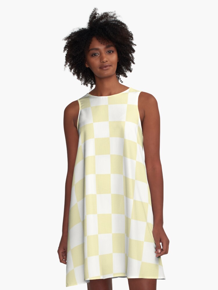 Cool yellow grid checker pattern A-Line Dress by ARTbyJWP | redbubble.com