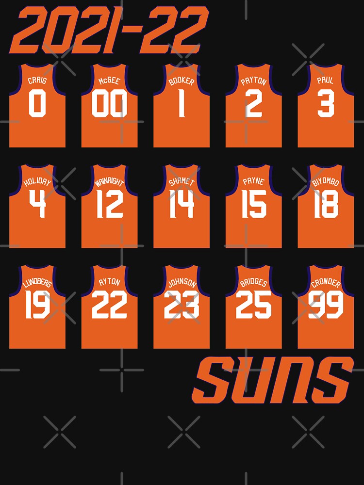 2021-22 Phoenix Suns Roster - Orange Jersey Essential T-Shirt for Sale by  SunsJAMSession