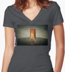 teleportation door Women's Fitted V-Neck T-Shirt