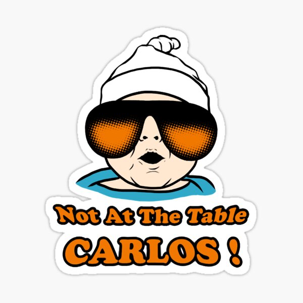 Vista previa del artículo con la obra «No en la mesa carlos», diseñado y vendido por DilysMarca.