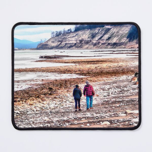 Item preview, Couple in Plaid on Whidbey Island Beach - Watercolor Look designed and sold by SeaChangeDesign.