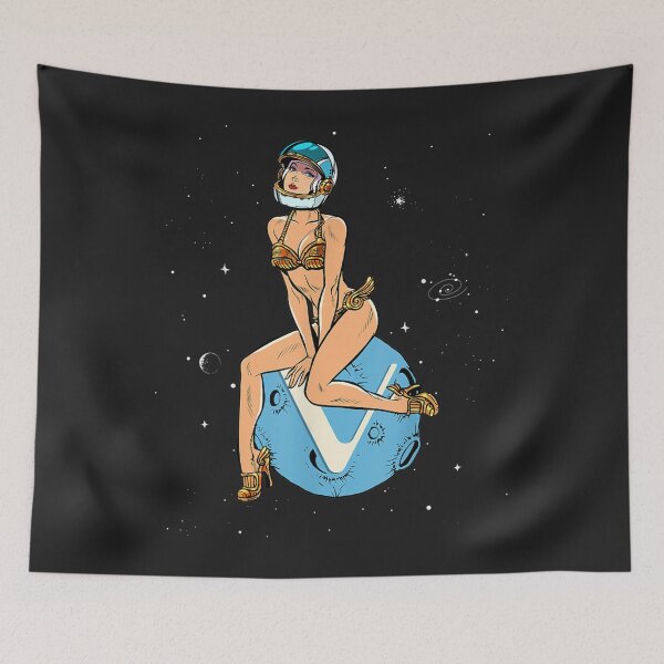 Item preview, Cryptocurrency Pinup Girl Hodling VET Vechain Crypto Moon TShirt0 designed and sold by virnmjan.