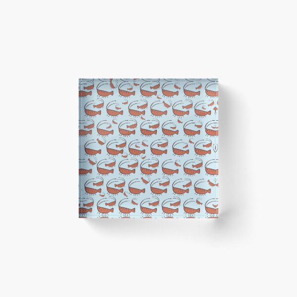 Gura's Cute Shrimp Pattern Acrylic Block