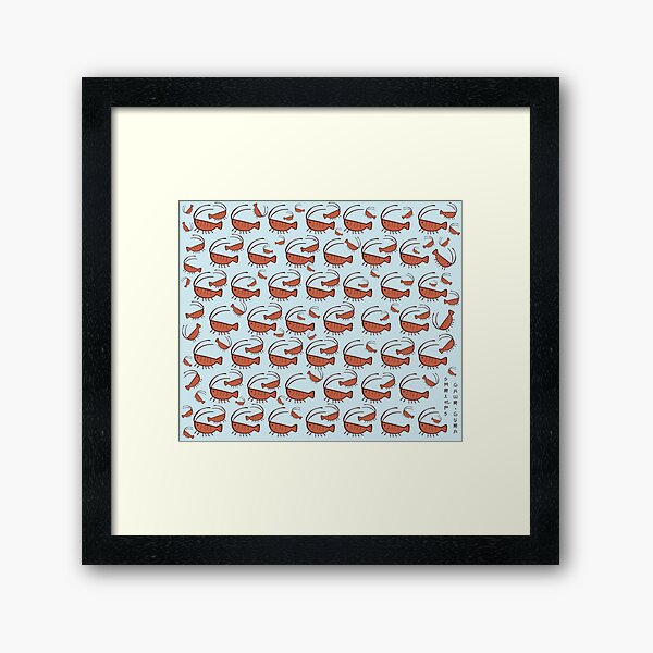 Gura's Cute Shrimp Pattern Framed Art Print