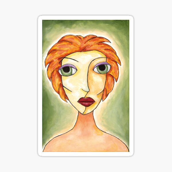 Item preview, Green Eyes Abstract Portrait Woman designed and sold by ZoJovArt.