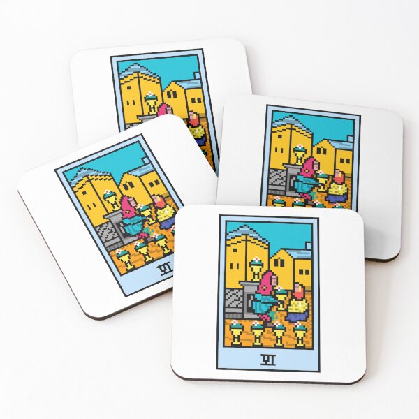 Artikelvorschau, Moment, ist das Pixel-Art-Tarot? Weiß – Minor Arcana „Six of Cups“ (Design für T-Shirt, Aufkleber und andere Accessoires) entworfen und verkauft von Pixel Waite.