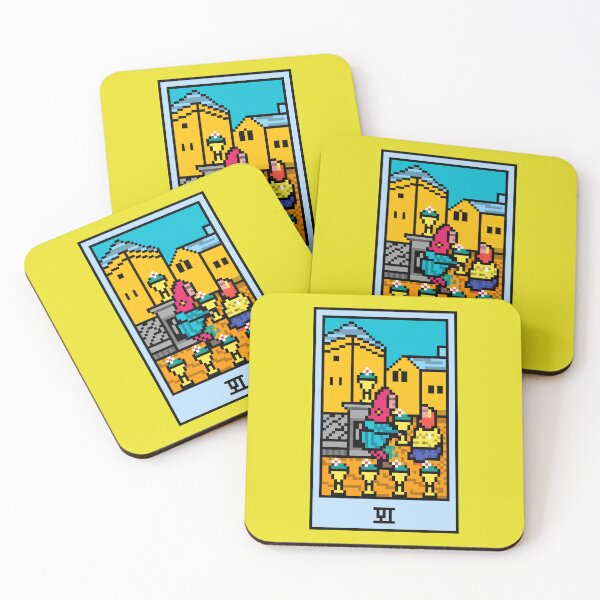 Item preview, Wait, is this pixel art tarot? Yellow - Minor Arcana 'Six of Cups' (Design for T-shirt, stickers and other accessories) designed and sold by Pixel Waite.