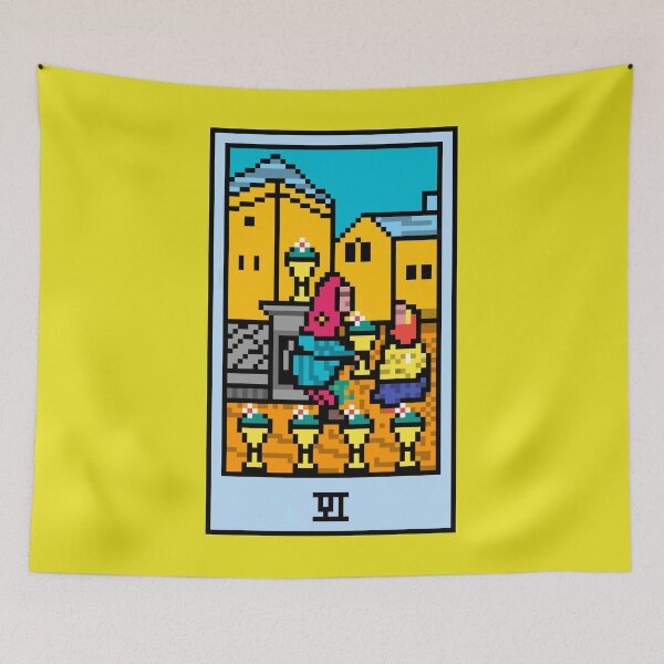 Item preview, Wait, is this pixel art tarot? Yellow - Minor Arcana 'Six of Cups' (Design for T-shirt, stickers and other accessories) designed and sold by Pixel Waite.