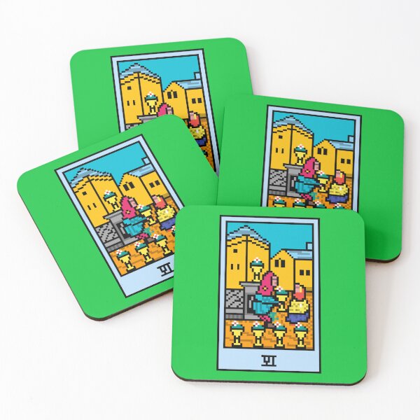 Item preview, Wait, is this pixel art tarot? Green - Minor Arcana 'Six of Cups' (Design for T-shirt, stickers and other accessories) designed and sold by Pixel Waite.