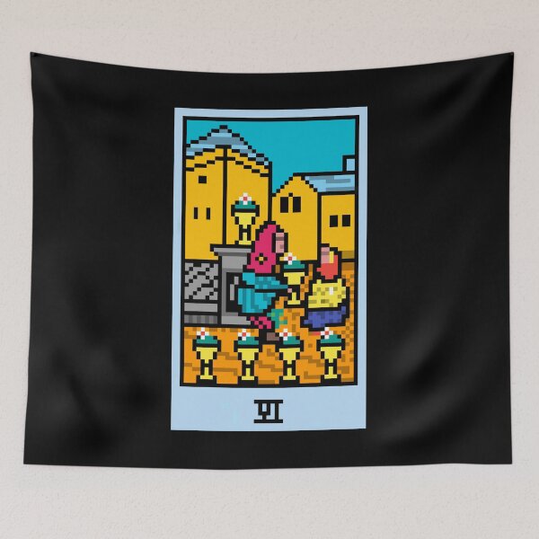 Item preview, Wait, is this pixel art tarot? Black - Minor Arcana 'Six of Cups' (Design for T-shirt, stickers and other accessories) designed and sold by Pixel Waite.