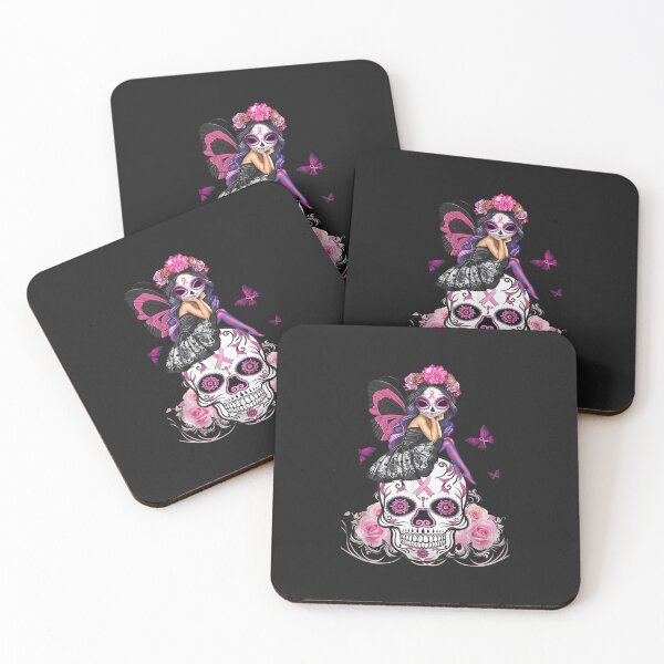 Item preview, Fairy Sugar Skull Breast Cancer Butterfly Pink Ribbon Woman TShirt123 designed and sold by virnmjan.