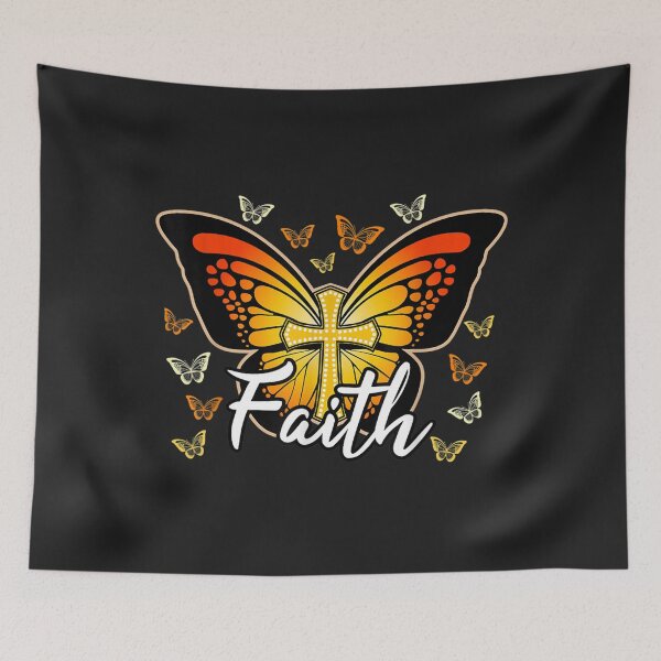 Item preview, Faith Cross Orange Butterflies Jesus Christian Believers TShirt97 designed and sold by virnmjan.