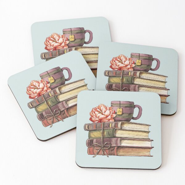 Item preview, Stacks of Books with Flower and Tea designed and sold by Alicia Chee.
