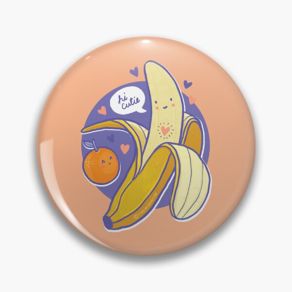 Artikelvorschau, Hallo Cutie - Banane und Mandarine Nette und lustige Frucht-Illustration - orangefarbener Hintergrund entworfen und verkauft von CircusCreative.