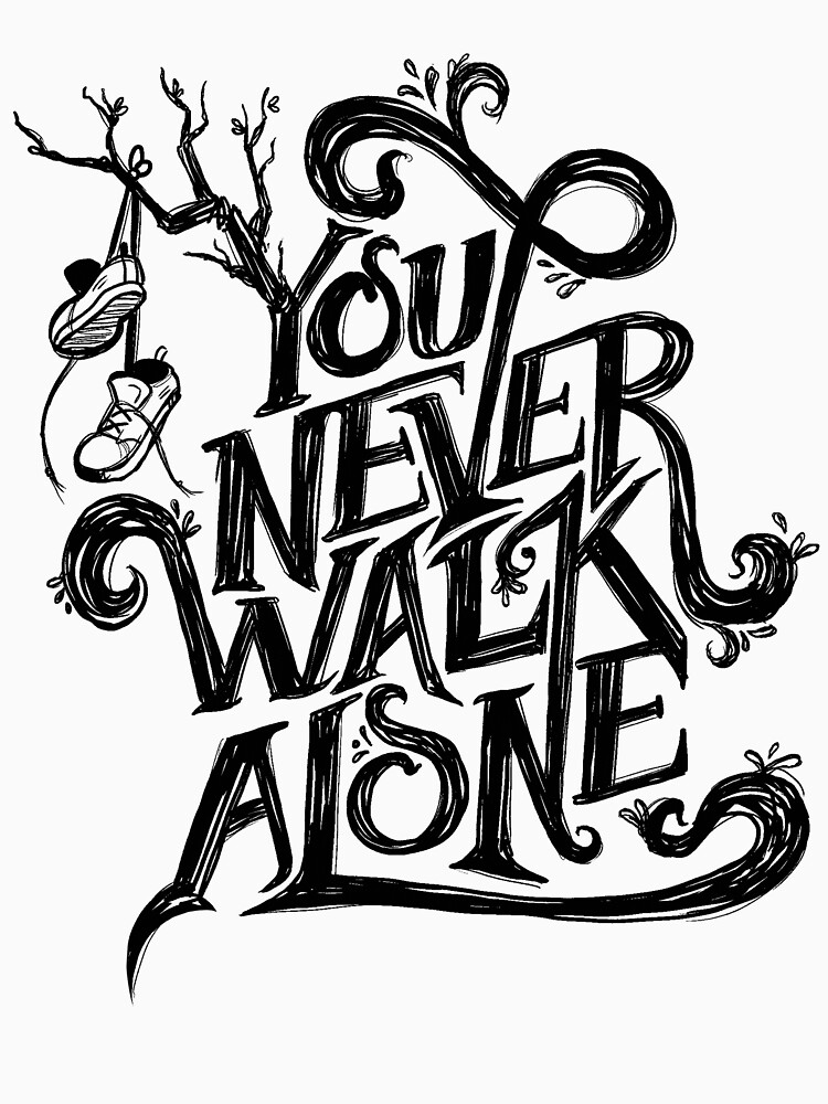 "You Never Walk Alone BTS Black Text (on Blue)" T