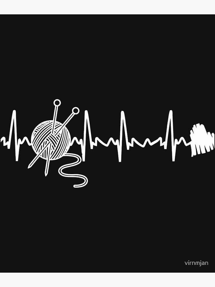 Knit & Crochet Heartbeat T-Shirt Funny Knitting Gift