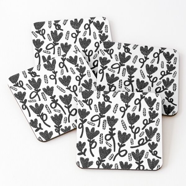 Item preview, Black and white hand drawn flowers designed and sold by Pacesyte.