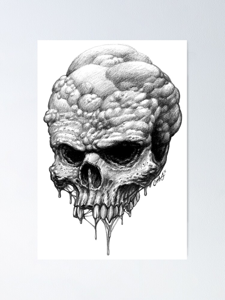 Bubble Skull - Grotesque Series Graphite Illustration&quot; Poster by cias |  Redbubble