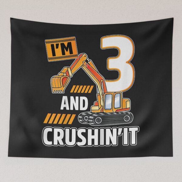 Item preview, Kids 3 year old vehicles construction excavator Birthday 3rd TShirt0 designed and sold by virnmjan.