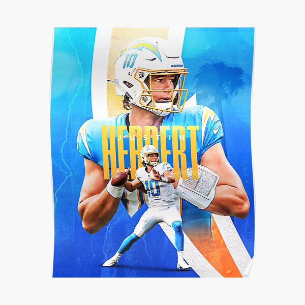 Justin Herbert PFF 50 Position Rank 6 Poster Canvas - Kaiteez