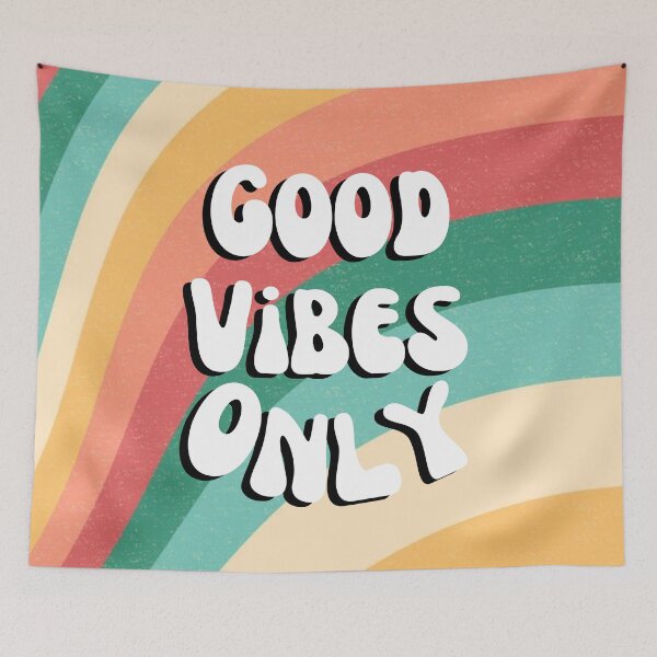 Item preview, Good Vibes Only Colorful Retro Waves Background designed and sold by quinellie.