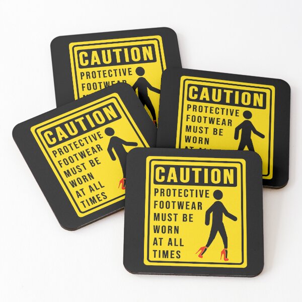 Item preview, funny caution on using protective footwear construction phrase  designed and sold by DisenyosDeMike.