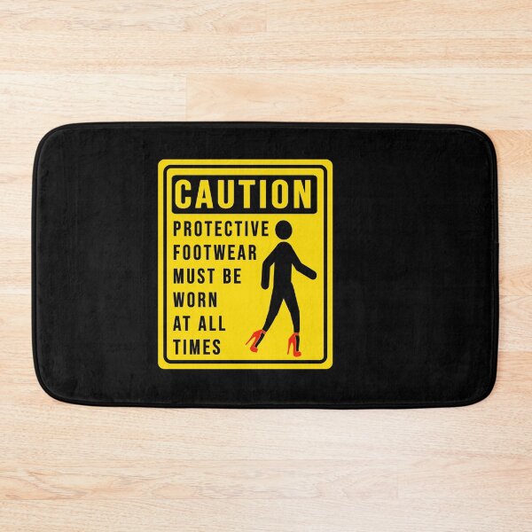 Item preview, funny caution on using protective footwear construction phrase  designed and sold by DisenyosDeMike.