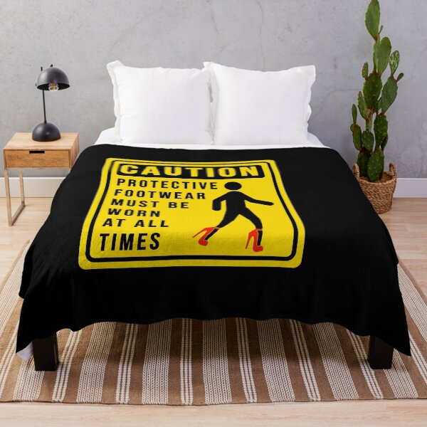 Item preview, funny caution on using protective footwear construction phrase  designed and sold by DisenyosDeMike.